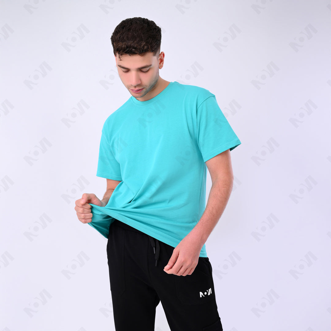 Oversized basic T-shirt - Turquoise
